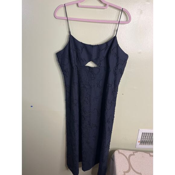 Banana Republic floral jacquard cutout midi dress in navy blue,size 18,MSRP $160 - Picture 4 of 16